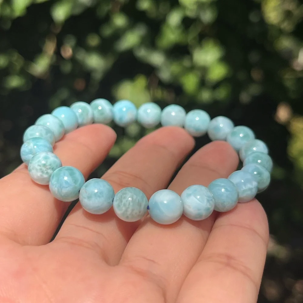 8.5mm stretchable‎ Larimar bracelet